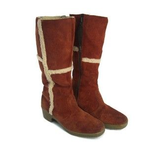 Vintage Iceland Women's Boot Brown Suede Zip Up Winter Made in Hungary Size 7